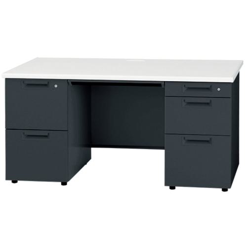 ■PLUS 768391)両袖机 JS-147D-32 WH/TBK ブラック〔品番:768391〕【5817084:0】[送料別途見積り][法人・事業所限定][外直送][店頭受取不可]｜ホームセンターバロー　店