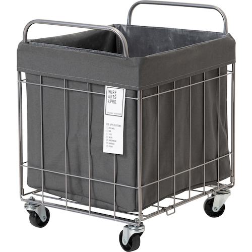 ■グリーンクロス 折りたたみ可能ランドリーバスケットワイド キャスター付き 40L ダークグレー〔品番:6300046491〕【5959079:0】[送料別途見積り][法人・事業所限定][外直送][店頭受取不可]