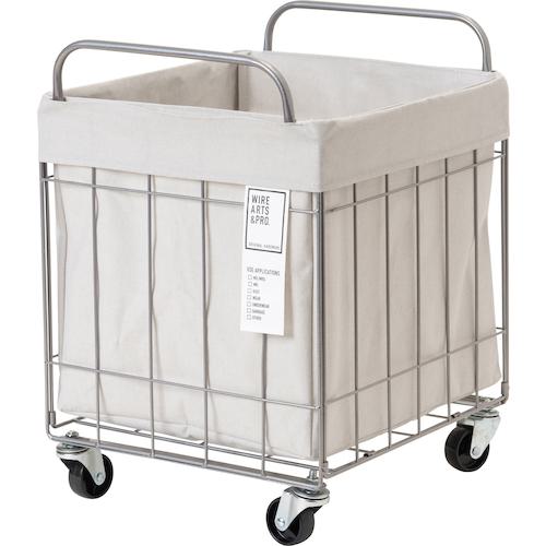 ■グリーンクロス 折りたたみ可能ランドリーバスケットワイド キャスター付き 40L ライトグレー〔品番:6300046490〕【5959118:0】[送料別途見積り][法人・事業所限定][外直送][店頭受取不可]