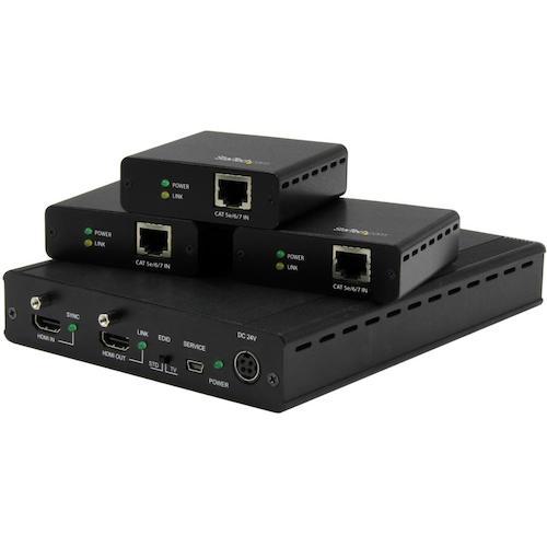 ■StarTech HDMIエクステンダー/4K UHD解像度/Cat 5e以上/HDBaseT対応/最大70m/送信機1台 受信機3台〔品番:ST124HDBT〕【5977955:0】[法人・事業所限定][直送元][店頭受取不可] 75,988円