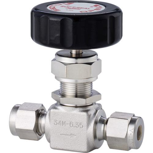 ■Fujikin SUS鋼製ニードルバルブ 30MPaPUH-934〔品番:PUD934P9.52V〕【6093456:0】[送料別途見積り][法人・事業所限定][外直送][店頭受取不可]