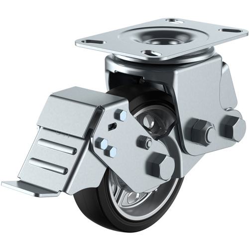 ■ユーエイ プレート式 自在 キャスター 耐摩耗ゴム 車輪径150mm ストッパー付き SKYタイプ SKY-2S-S型 取付寸法133&times;86(125&times;62)〔品番:SKY2S150AWSA1〕【6183464:0】[送料別途見積り][掲外取寄][店頭受取不可]｜ホームセンターバロー　店