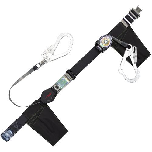 ■TSUYORON 胴ベルト型墜落制止用器具(巻取タイプ)補助ロープ2丁掛け仕様 ロック機構付きワンハンドリトラ+巻取式補助ロープ 黒 Mサイズ 幅50MM×長さ1200MM〔品番:TBORL2OT593SVSRBTBLKMJANBP〕【6272518:0】[送料別途見積り][法人・事業所限定][掲外取寄][店頭受取不可]