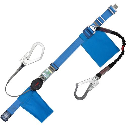 ■TSUYORON 胴ベルト型墜落制止用器具(巻取タイプ)補助ロープ2丁掛け仕様 ロック機構付きワンハンドリトラ+伸縮式補助ロープ 青 Sサイズ 幅50MM&times;長さ1100MM〔品番:TBORL2OT593NVBL4BKSJANBX〕【6272627:0】[送料別途見積り][法人・事業所限定][掲外取寄][店頭受取不可]｜ホームセンターバロー　店
