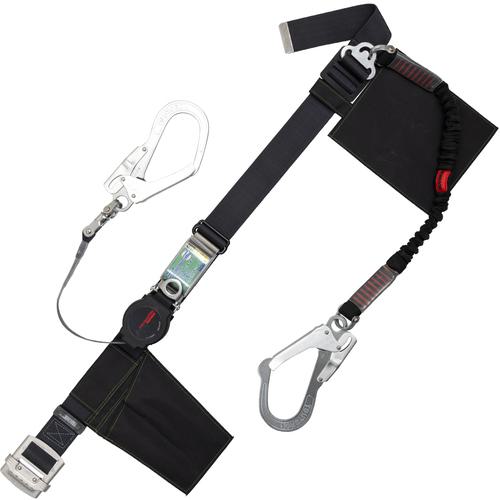 ■TSUYORON 胴ベルト型墜落制止用器具(巻取タイプ)補助ロープ2丁掛け仕様 ロック機構付きワン・ハンドリトラ+伸縮式補助ロープ 黒 Mサイズ 幅50MM&times;長さ1200MM〔品番:TBORL2593SVNVBLKBKMJANBP〕【6274105:0】[送料別途見積り][法人・事業所限定][掲外取寄][店頭受取不可]｜ホームセンターバロー　店