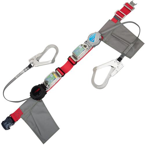 ■TSUYORON 胴ベルト型墜落制止用器具(巻取タイプ)ランヤード2丁掛け仕様 ロック機構付きワンハンドリトラ・2WAYリトラ 赤 Lサイズ 幅50MM&times;長さ1400MM〔品番:TBORL2OT593SVTRLTRLJANBP〕【6274198:0】[送料別途見積り][法人・事業所限定][掲外取寄][店頭受取不可]｜ホームセンターバロー　店