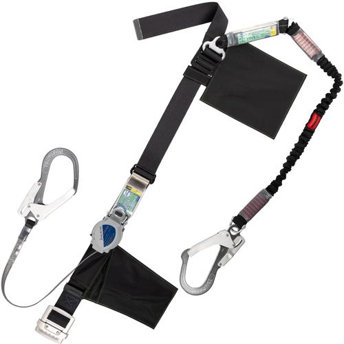 ■TSUYORON 胴ベルト型墜落制止用器具(巻取タイプ)ランヤード2丁掛け仕様 ロック機構付き2WAYリトラ・伸縮式ノビロン(BK)黒 Sサイズ 幅50MM×長さ長さ1100MM〔品番:TB2TRL593NV5931BLKBKSJANBX〕【6274205:0】[送料別途見積り][法人・事業所限定][掲外取寄][店頭受取不可]