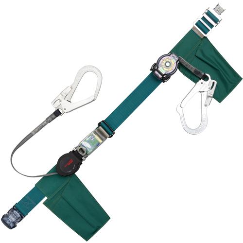 ■TSUYORON 胴ベルト型墜落制止用器具(巻取タイプ)補助ロープ2丁掛け仕様 ロック機構付きワンハンドリトラ+巻取式補助ロープ 青緑 Mサイズ 幅50MM×長さ1200MM〔品番:TBORL2OT593SRBTBGMJANBP〕【6275721:0】[送料別途見積り][法人・事業所限定][掲外取寄][店頭受取不可]