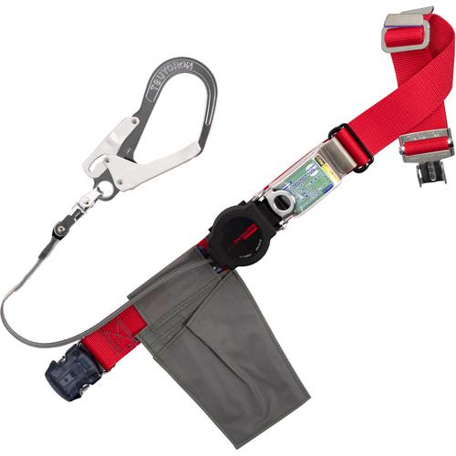 ■TSUYORON 胴ベルト型墜落制止用器具(巻取タイプ)ロック機構付き ワン・ハンドリトライト 赤 Mサイズ 幅50MM&times;長さ1200MM ワンタッチバックル仕様〔品番:TBORLOT593SVRMJANBP〕【6286670:0】[送料別途見積り][法人・事業所限定][掲外取寄][店頭受取不可]｜ホームセンターバロー　店