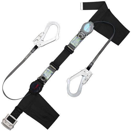 ■TSUYORON 胴ベルト型墜落制止用器具(巻取タイプ)ランヤード2丁掛け仕様 ロック機構付きワンハンドリトラ・2WAYリトラ 黒 Mサイズ 幅50MM&times;長さ1200MM〔品番:TBORL2593TRLTBLKMJANBX〕【6286683:0】[送料別途見積り][法人・事業所限定][掲外取寄][店頭受取不可]｜ホームセンターバロー　店