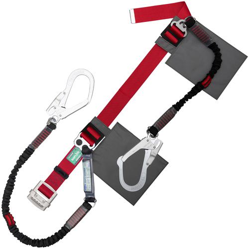 ■TSUYORON 胴ベルト型墜落制止用器具(伸縮タイプ)補助ロープ2丁掛け仕様 ノビロン+伸縮式補助ロープ(BK) 赤 Sサイズ ベルト幅50MM×長さ1100MM〔品番:TBNV2593NVRBKSJANBP〕【6288335:0】[送料別途見積り][法人・事業所限定][掲外取寄][店頭受取不可]