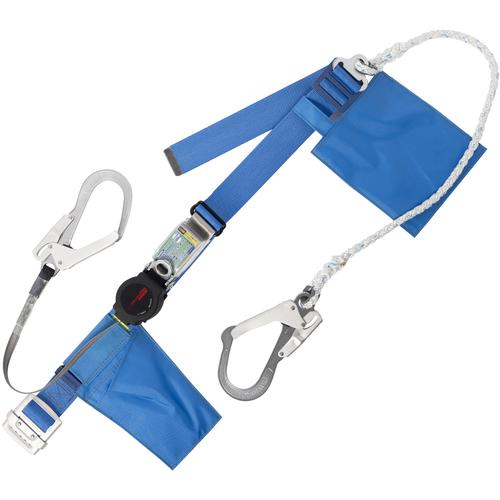 ■TSUYORON 胴ベルト型墜落制止用器具(巻取タイプ)補助ロープ2丁掛け仕様 ロック機構付きワンハンドリトラ+ロープ式補助ロープ 青 Mサイズ 幅50MM×長さ1200MM〔品番:TBORL2593SBL4MJANBP〕【6289813:0】[送料別途見積り][法人・事業所限定][掲外取寄][店頭受取不可]