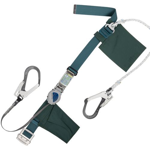 ■TSUYORON 胴ベルト型墜落制止用器具(巻取タイプ)補助ロープ2丁掛け仕様 ロック機構付き2WAYリトラ+ロープ式補助ロープ 青緑 Mサイズ 幅50MM×長さ1200MM〔品番:TBTRL2593SBGMJANBP〕【6289838:0】[送料別途見積り][法人・事業所限定][掲外取寄][店頭受取不可]