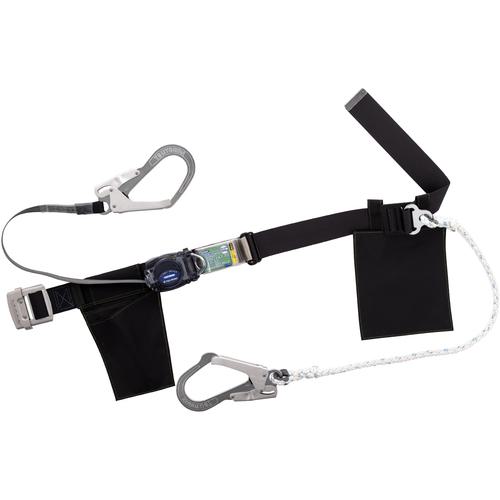 ■TSUYORON 胴ベルト型墜落制止用器具(巻取タイプ)補助ロープ2丁掛け仕様 ロック機構なし リトライト+ロープ式補助ロープ 黒 SSサイズ 幅50MM×長さ1000MM〔品番:TBRL2593SBLKSSJANBP〕【6289855:0】[送料別途見積り][法人・事業所限定][掲外取寄][店頭受取不可]