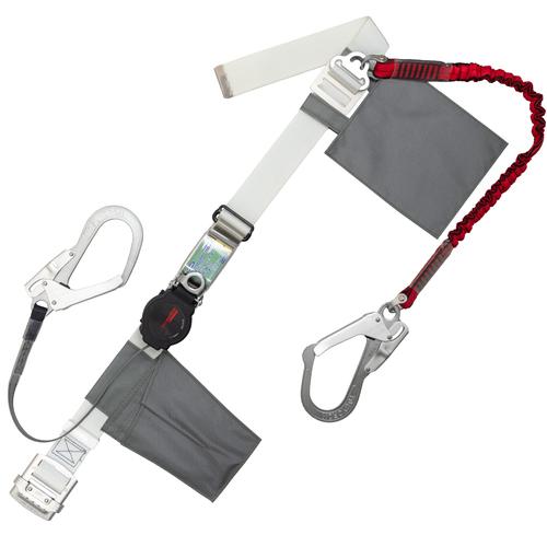 ■TSUYORON 胴ベルト型墜落制止用器具(巻取タイプ)補助ロープ2丁掛け仕様 ロック機構付きワン・ハンドリトラ+伸縮式補助ロープ 白 Sサイズ 幅50MM&times;長さ1100MM〔品番:TBORL2593NVWRESJANBP〕【6291406:0】[送料別途見積り][法人・事業所限定][掲外取寄][店頭受取不可]｜ホームセンターバロー　店