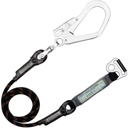 ■TSUYORON 胴ベルト型墜落制止用器具用ランヤード(ロープタイプ)Gブレード(黒)ショックアブソーバ+B環FL-68・フックFS-93SV D環止めなし〔品番:TBLABGB593SVBKNJANBP〕【6291500:0】[送料別途見積り][法人・事業所限定][掲外取寄][店頭受取不可]