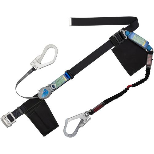 ■TSUYORON 胴ベルト型墜落制止用器具(巻取タイプ)ランヤード2丁掛け仕様 ロック機構付き2WAYリトラ・伸縮式ノビロン 黒 幅50MM×長さ1600MM 130KG対応型〔品番:TB2TRL593NV5931BLKBKLL130KG〕【6291527:0】[送料別途見積り][法人・事業所限定][掲外取寄][店頭受取不可]