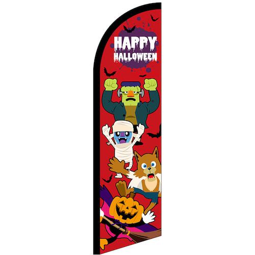■グリーンクロス のぼり セイルバナー小 HAPPY HALLOWEEN キャラ 赤 No.40130 W710×H2660〔品番:6300048444〕【6297001:0】[送料別途見積り][法人・事業所限定][外直送][店頭受取不可]