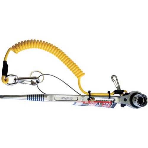 ■スーパー 安全ロープ付4サイズラチェットレンチ イエロー〔品番:RNF3RNY〕【6329876:0】[送料別途見積り][掲外取寄][店頭受取不可]