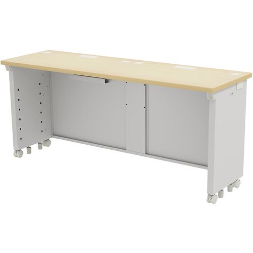 ■SANWA eデスク(薄い木目)W1600×D500×H700〔品番:EDSK16050LM〕【6544812:0】[送料別途見積り][法人・事業所限定][外直送][店頭受取不可]