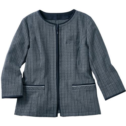 ■GROW 事務服 オーバーブラウス 七分袖 レディース 制服 ネイビー 19〔品番:GOBL2405K219〕【6566489:0】[送料別途見積り][掲外取寄][店頭受取不可]