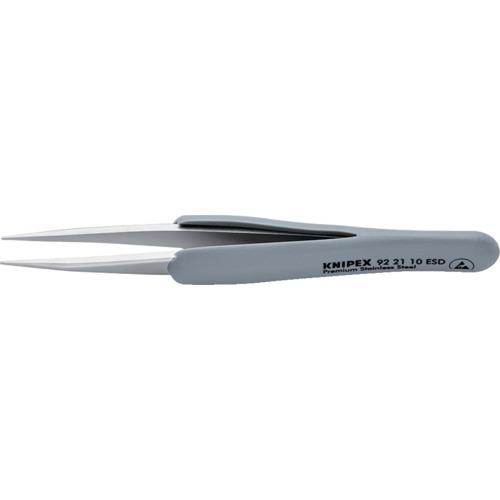 ■KNIPEX ラバーハンドル付き精密ピンセット 先丸 123ММ〔品番:922110ESD〕【6570589:0】[店頭受取不可]