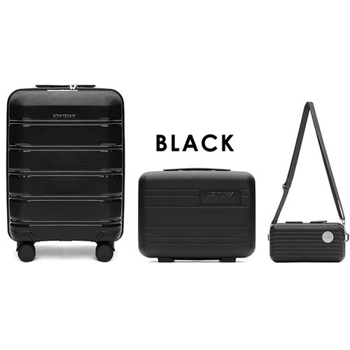 ■グリーンクロス JOYWAY SORTIR(ソルティール)スーツケース+ミニバッグ+ミニポシェット3点セット BLACK〔品番:6300054130〕【6586755:0】[送料別途見積り][法人・事業所限定][外直送][店頭受取不可]｜ホームセンターバロー　店