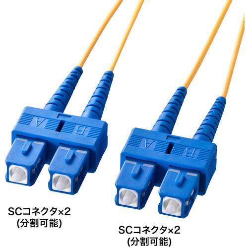 ■SANWA メガネ型光ファイバケーブル(シングル8.6μm、SC×2-SC×2、10m)〔品番:HKBSCSC110N〕【6599005:0】[法人・事業所限定][直送元][店頭受取不可]