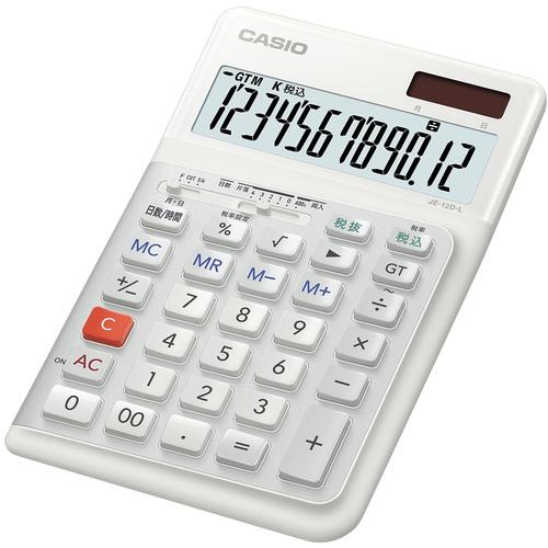 ■カシオ 人間工学電卓左手用 JE-12D-L-WE〔品番:JE12DLWEN〕【6608902:0】[送料別途見積り][掲外取寄][店頭受取不可]