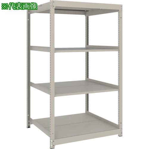 ■TRUSCO スチールラック 薄板ラック(棚板分割タイプ、耐荷重100Kg)1200&times;595&times;H1500 4段単体 ネオグレー〔品番:UL5464〕【6624990:0】[店頭受取不可]｜ホームセンターバロー　店