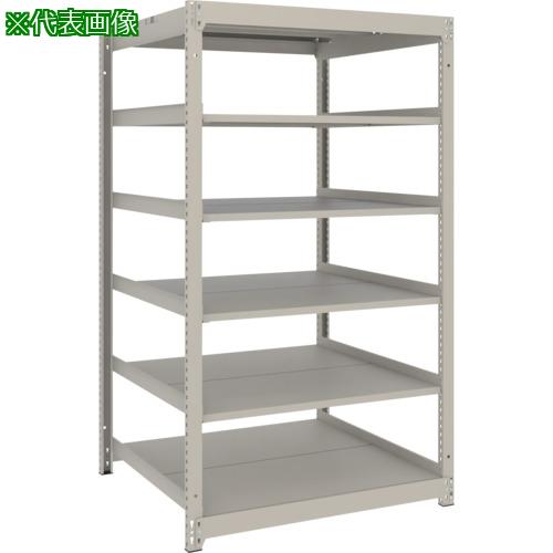 ■TRUSCO スチールラック 薄板ラック(棚板分割タイプ、耐荷重100Kg)1200&times;595&times;H1500 6段単体 ネオグレー〔品番:UL5466〕【6624992:0】[店頭受取不可]｜ホームセンターバロー　店