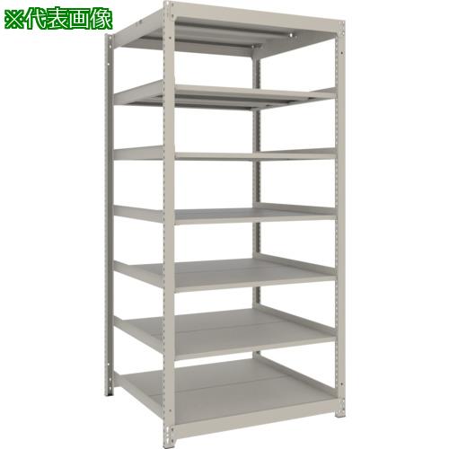 ■TRUSCO スチールラック 薄板ラック(棚板分割タイプ、耐荷重100Kg)1200×595×H1800 7段単体 ネオグレー〔品番:UL6467〕【6625069:0】[店頭受取不可]