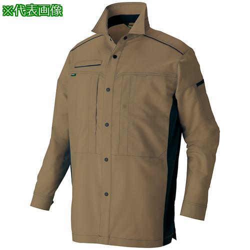 ■アイトス 長袖シャツ(男女兼用)AZ3535 カーキ×ブラック M〔品番:AZ3535025M〕【6670439:0】[送料別途見積り][掲外取寄][店頭受取不可]