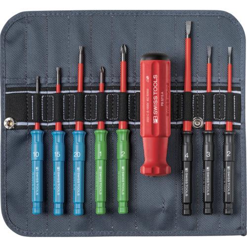 ■PBスイスツールズ 差替式絶縁ドライバーセット 8本組 ロールバック入り〔品番:5218SU〕【6670950:0】[店頭受取不可]｜ホームセンターバロー　店