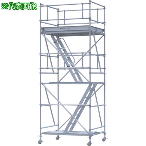 ■PiCa パイプ製足場PSW型キャスター付き 1段〔品番:PSW150181BB〕【6711475:0】[送料別途見積り][法人・事業所限定][直送][店頭受取不可]