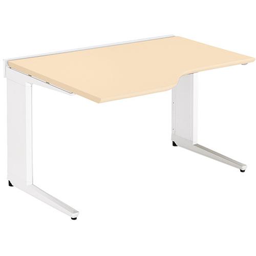 ■NAIKI 平デスク(左ウェーブタイプ) トリアス TR型/天板:シルクウッド 本体:クリアーホワイト/W1200&times;D900&times;H720〔品番:TRH127EFLWS〕【6808626:0】[送料別途見積り][法人・事業所限定][外直送][店頭受取不可]｜ホームセンターバロー　店