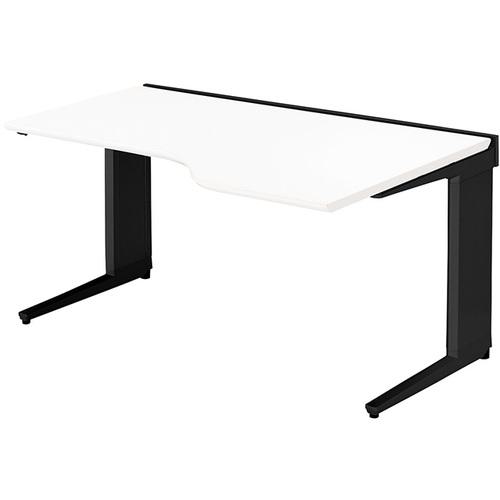 ■NAIKI 平デスク(右ウェーブタイプ) トリアス TR型/天板:ホワイト 本体:ブラック/W1400×D900×H720〔品番:TRH147EFRBH〕【6808647:0】[送料別途見積り][法人・事業所限定][外直送][店頭受取不可]