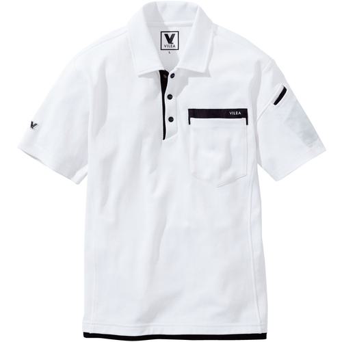 ■VILEA 半袖ポロシャツ M ホワイト《3着入》〔品番:505M17〕【6813624×3:0】[送料別途見積り][掲外取寄][店頭受取不可]