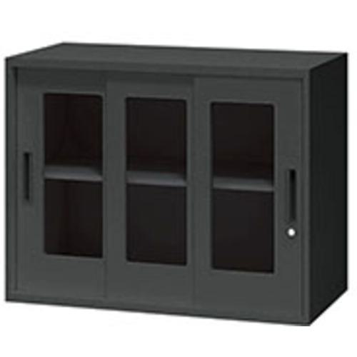 ■NAIKI ガラス引違い書庫(3枚扉) CWS型収納庫(ブラックタイプ)〔品番:CWS0907HG3BB〕【6814910:0】[送料別途見積り][法人・事業所限定][外直送][店頭受取不可]