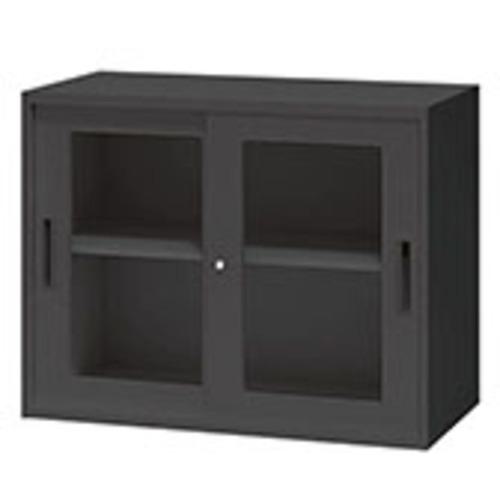 ■NAIKI ガラス引違い書庫(枠付) CWS型収納庫(ブラックタイプ)〔品番:CWS0907HGBB〕【6815043:0】[送料別途見積り][法人・事業所限定][外直送][店頭受取不可]