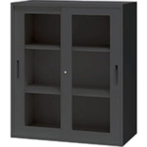■NAIKI ガラス引違い書庫(枠付) CWS型収納庫(ブラックタイプ)〔品番:CWS0909HGBB〕【6815073:0】[送料別途見積り][法人・事業所限定][外直送][店頭受取不可]