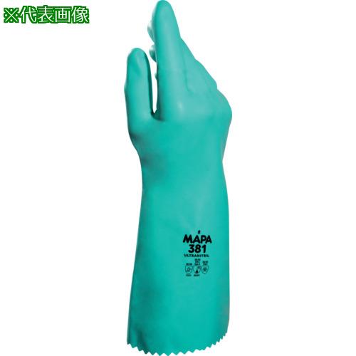 ■MAPA 耐油・耐薬品ニトリル手袋 ULTRANITRIL381 XLサイズ(12双入り)〔品番:34381040〕【6827305:0】[店頭受取不可]｜ホームセンターバロー　店