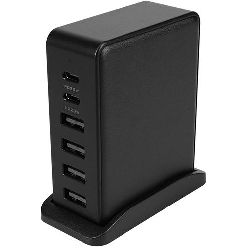 ■Owltech 6台同時充電可能 合計最大64W出力USB Type-C×2 USB Type-A×4 AC充電器〔品番:OWLAPD64C2A4BK〕【6833183:0】[送料別途見積り][掲外取寄][店頭受取不可]