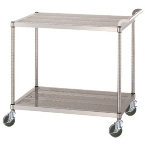 ■シンコー ステンレスワゴン(SUS304)天地2段タイプ パンチング棚 φ100ウレタン車 750&times;450&times;800〔品番:PMN027545U100〕【6864960:0】[法人・事業所限定][外直送元][店頭受取不可]｜ホームセンターバロー　店