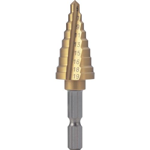 ■TRUSCO 六角軸電気設備用ステップドリル 2枚刃チタンコーティング 19mm〔品番:NMS19EGHA〕【6876929:0】[店頭受取不可]