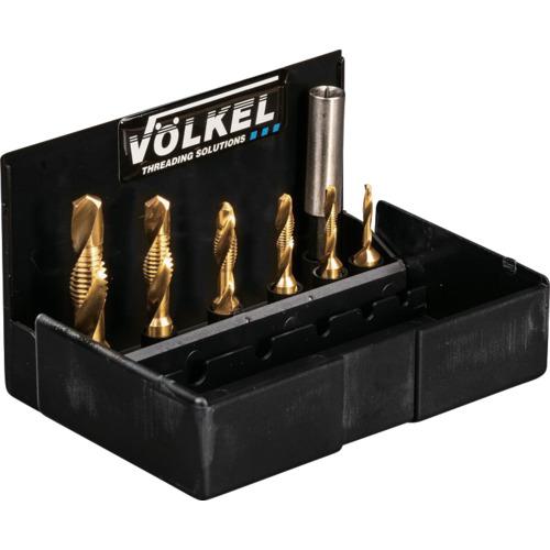 ■VOELKEL 六角軸タッピングドリルセット チタンコーティング M3ーM10 6本入り〔品番:67209〕【6893105:0】[店頭受取不可]｜ホームセンターバロー　店