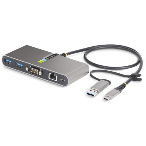 ■StarTech USB-Cハブ/2ポート/2x USB-A/USB 3.2 Gen 1/1x シリアル/100W/LAN/高速転送 充電〔品番:5G2A1SGBBUSBCHUB〕【6907906:0】[法人・事業所限定][外直送元][店頭受取不可]