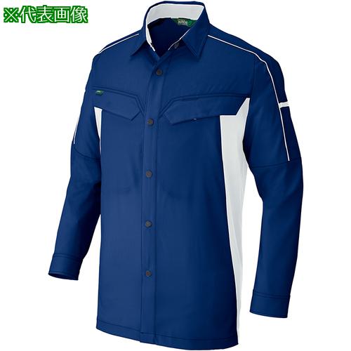 ■アイトス 長袖ストレッチシャツ(エコワーカーストレッチ) AZ1936 ネイビー 4L〔品番:AZ19360084L〕【6910772:0】[送料別途見積り][掲外取寄][店頭受取不可]