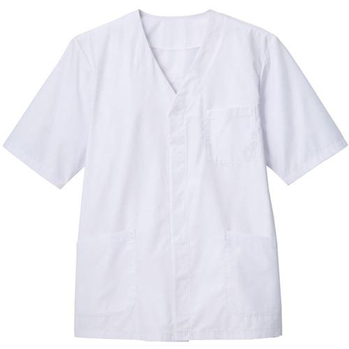 ■サンペックス 調理衣 半袖 衿なし 飲食店 厨房 ホワイト S〔品番:TP391A9S〕【6912190:0】[送料別途見積り][掲外取寄][店頭受取不可]