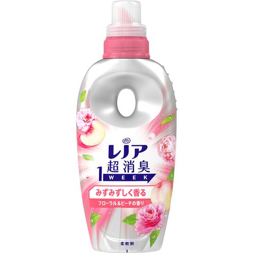 ■P&G 柔軟剤 レノア 超消臭1WEEK みずみずしく香るフローラル&ピーチの香り 本体 490ml《12個入》〔品番:434690〕【6921089×12:0】[送料別途見積り][掲外取寄][店頭受取不可]